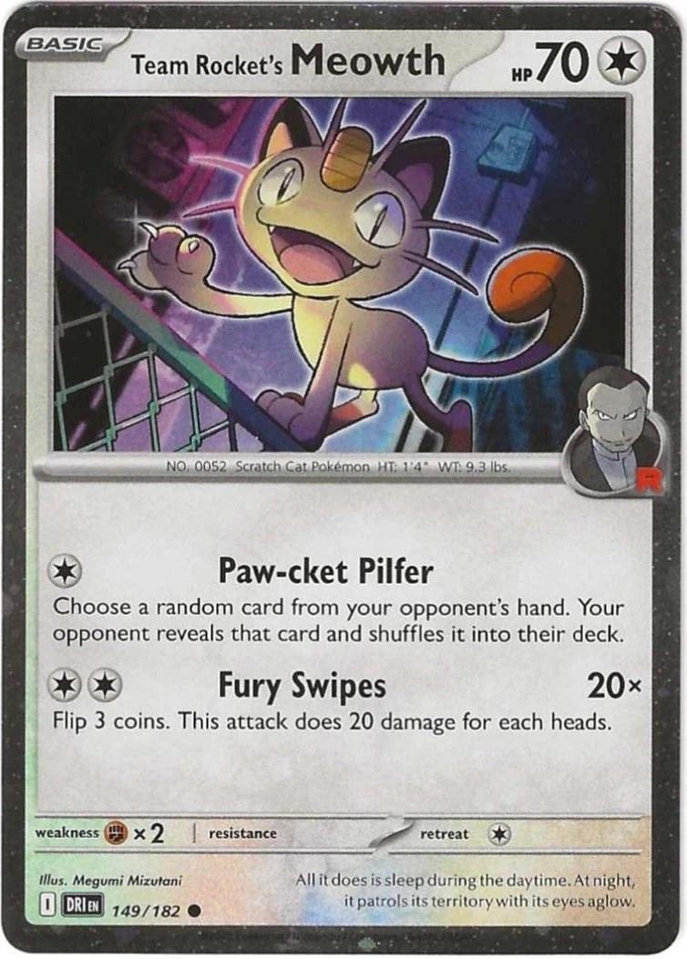 Destined Rivals Team Rocket's Meowth [Cosmos-Holo] Pokémon card